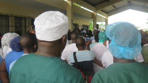 Der erste Warnstreik gegen das Gesetz zum streikverbot in benin am Unikrankenhaus der Hauptstadt am 5.1.18