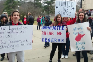 Beim Lehrerstreik in Westvirginia im Februar 2018 gibt es starke Unterstützung durch Schüler