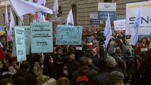 Streik im öffentlichen Dienst Sloweniens - der erste Streiktag am 24.1.2018