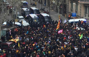 Protest in Barcelona gegen Festnahmne Puigdemonts in der BRD 25.3.2018