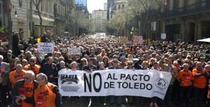 Rentendemo Madrid am 17.3.2018 - des Netzwerkes der Rentenkampagne, die anders als die grossen Gewerkschaften die ganze Rentenpolitik kritisieren