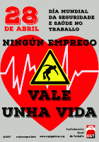 Workers Memorial Day 2018 - Plakat der spanischen CGT, das auch von anderen Gewerkschaften des alternativen Netzwerkes benutzt wird