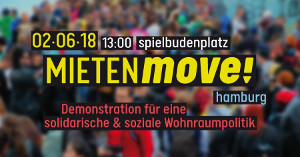 Plakat zur Mietdemonstration in Hamburg am 2.6.2018