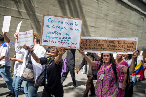 Demonstration streikender Krankenschwestern in Caracas im Juli 2018