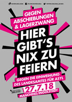 [Kundgebung in Manching am 27.7.2018] Hier gibt´s nix zu feiern! Gegen Abschiebungen und Lagerzwang. Asylrechtsverschärfungen entgegentreten.