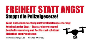 Freiheit statt Angst 2018: Stoppt die Polizeigesetze am 20. Oktober 2018, Berlin