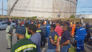 Streikende Ölarbeiter Trinidad am 7.9.2018