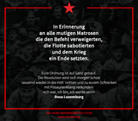 [Kiel am 1.11.18] Gedenkaktion „100 Jahre Novemberrevolution – Gedenken an Gedenken an alle Deserteure, Saboteure und Befehlsverweigerer“