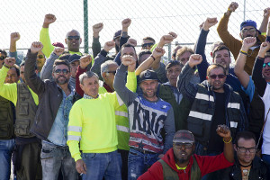 Portugal: Die Tagelöhner im Hafen von Setubal seit zwei Wochen im Streik, hier am 16.11.2018