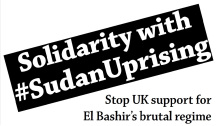 Solidaritätsplakat aus Grossbritannien mit dem Kamnpf gegen das Bashir-Regime im Sudan - und seine Unterstützung durch die EU