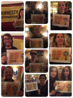 Solidaritätsaktion von ai München mit dem Hungerstreik der sudkoreanischen Gitarrenbauer Anfang April 2019