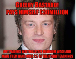 Das Plakat der IWW Irland, mit dem Jamie Oliver als Ausbeuter kritisiert wird