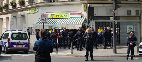 Foto von Bernard Schmid vom 1.5.2019 in Paris/Frankreich: Festnahmeszene - noch bevor die Demo wirklich losging