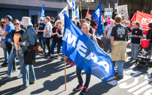 Die australische Mediengewerkschaft MEEA im Protest für Pressefreiheit 5.6.2019