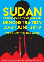 Plakat zum Protest vor dem deutschen Aussenministerium wg Einmischung im Sudan am 21.6.2019