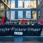 Die Autorengruppe des Artikels über Gewerkschaften in Schweden bei einer Protestaktion gegen die Einschränkung des Streikrechts