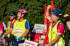 Streik in Rosa: Im August 2019 begannen die Foodora-FahrerInnen in Oslo ihren Streik