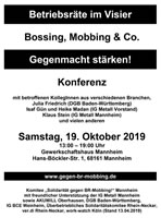 6. Konferenz "Betriebsräte im Visier" am 19.10.19 im Mannheimer Gewerkschaftshaus