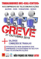 Call Center Streikplakat Portugal November 2019