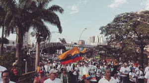 Die Demonstration in Bogota beim dritten Generalstreik innerhalb von zwei Wochen - dem 04.12.2019 - war die größte seit Jahrzehnten...