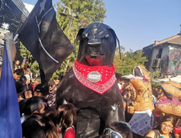 Matapacos - Maskottchen der Protestbewegung in Chile im Dezember 2019
