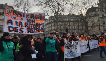 Pariser Nahverkehrsbetriebe bei der Pariser Demo am Samstag, den 11. Januar 20 - Foto: Bernard Schmid