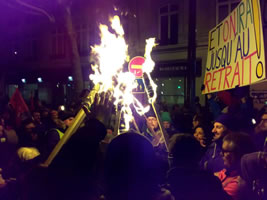 Paris am Abend des Donnerstag, 23. Januar 20 : Nachtwanderungs-Demo. Foto: Bernard Schmid