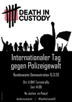 Plakat Demo gegen Tod in Haft 15.3.2020 in Berlin