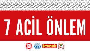 Plakat zum 7 Punkte Plan der türkischen Gewerkschaften gegen Corona