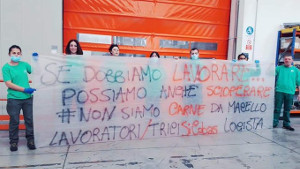 Streikende Logistik-Beschäftigte von SI Cobas am 1. Mai 2020 - in zahlreichen italienischen Städten