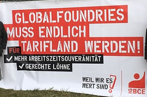 Warnstreik beim Dresdner Chiphersteller Globalfoundries für die Aufnahme von Tarifverhandlungen