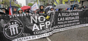 Rentenprotest in Santiago de Chile am 14.7.2020
