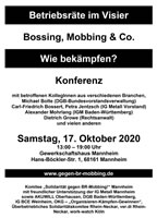 [17.10.2020] 7. Konferenz „Betriebsräte im Visier - Bossing, Mobbing & Co. - Wie bekämpfen?“