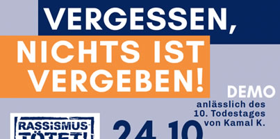 [Demo am 24.10.2020 in Leipzig] Niemand ist vergessen, Nichts ist vergeben!