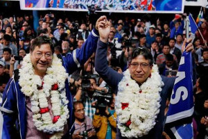 Die beiden Wahlsieger in Bolivien - rechts der Hoffnungsträger der indigenen sozialen Bewegungen