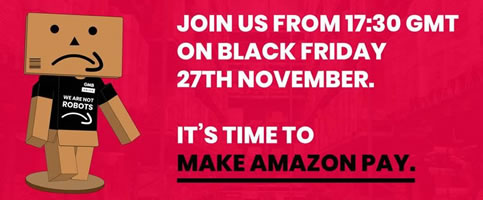 Streikaufruf zum schwarzer Freitag 2020 bei Amazon