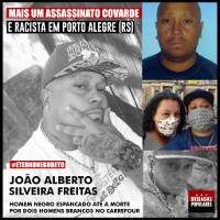 Mobilisierungsplakat der Volksbrigaden gegen rassistischen Mord in Porto Alegre