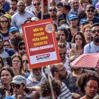 Protestdemo der Sindsep Sao Paulo gegen Strafversetzungen
