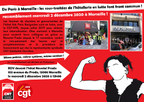 Mobilisierungsplakat zur gemeinsamen Protestaktion der streikenden Frauen in Marseille und Paris im Dezember 2020