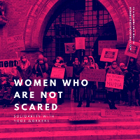 Frauenstreik-Plakat Yoox Bologna seit dem 25.11.2020