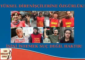 Soliplakat aus Ankara zum Prozessbeginn am 9.12.2020: Freiheit für die Yüksel Resisiters