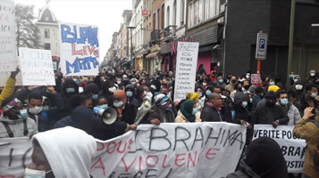 Proteste gegen erneuten Polizeieinsatz mit Todesopfer in Brüssel im Januar 2021: Gerechtigkeit für Ibrahima