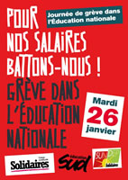 Mobilisierungsplakat zum Schulstreik in Frankreich am 26.1.2021