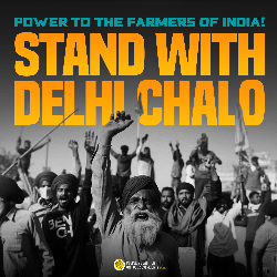 Soliplakat für "Delhi Chalo" am 26.1.2021 in Indien