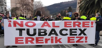 Streikende bei Tubacex im Baskenland in Spanien im Februar 2021