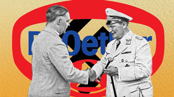 Richard Kaselowsky (Oetker) und Hermann Göring 1937; Foto: Walter Chales de Beaulieu; Logo Gemeinfrei; Montage LCM