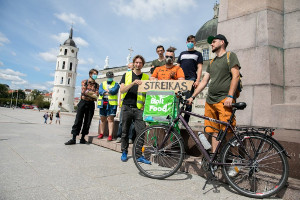 Fahrradkuriere in Litauen im Streik März 2021