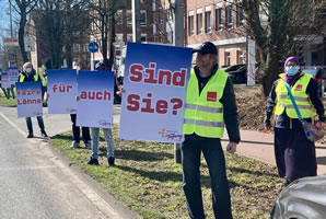 Straßenaktion im Arbeitskampf verdi ./. gegen TSP/ LEG in Münster (Foto: Frank Biermann)