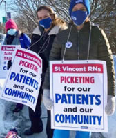 Streik für sichere Pflege im Saint Vincent Krankenhaus in Worcester/Massachusetts/USA