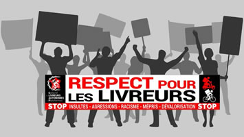 Essenslieferanten in Paris protestieren gegen rassistische Übergriffe und fordern "Respekt und Würde"